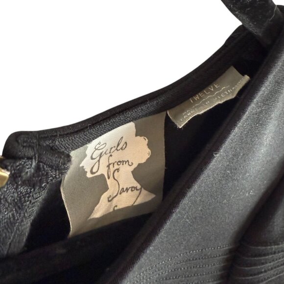 Black Pintucked Ponte Dress Fit and Flare Short Sleeve Anthropologie-12 - Picture 5 of 5